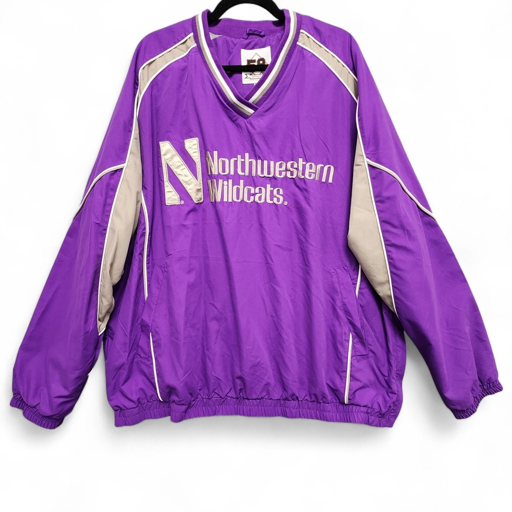 Vintage Northwestern Wildcats Windbreaker Jacket Mens XXL‎ 58 Sports Pullover